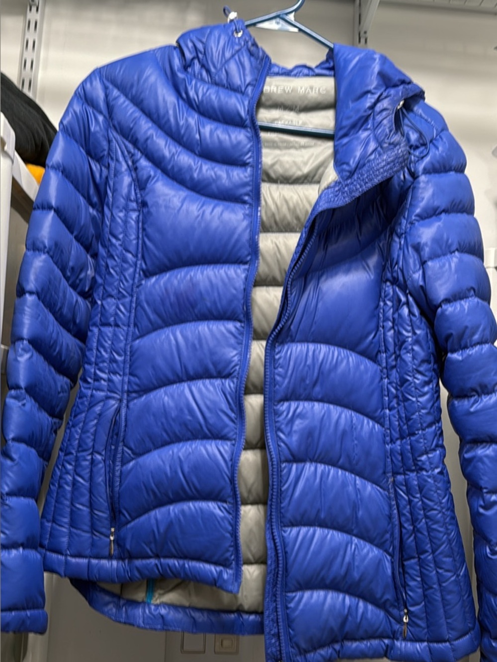 Women's Blue Packable Quilt Jacket Andrew Marc med
